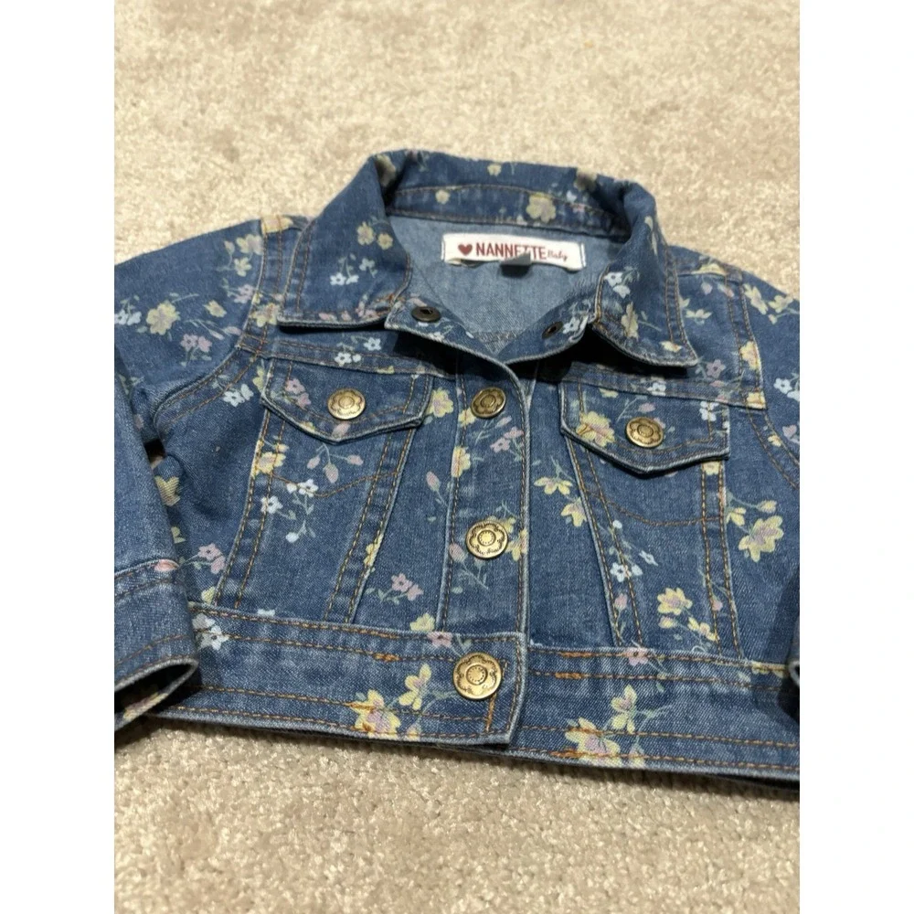 Toddler Girls Old Navy‎ floral Denim Jacket Size 12 Months
